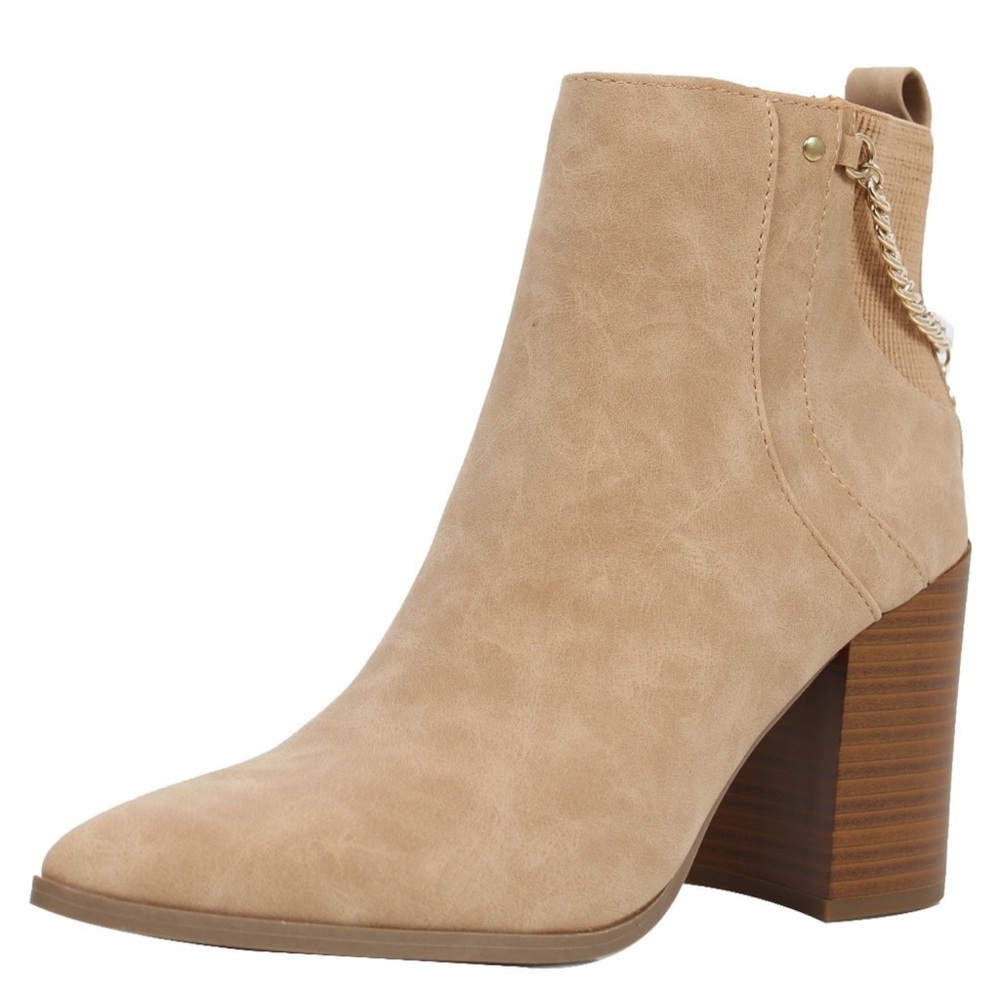 Tan Ankle Boots with Chain Detail
